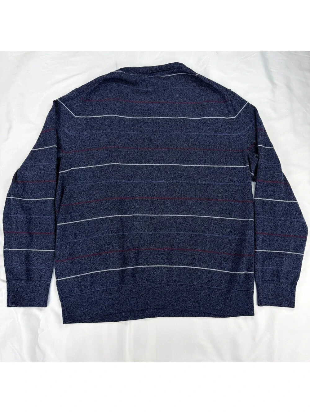 Banana Republic Men's XL 100% Merino Wool Navy Stripe Crewneck 593254